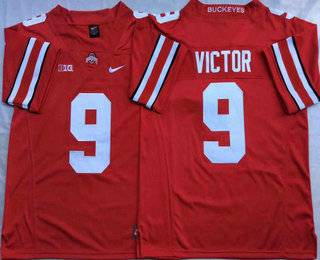 Men's Ohio State Buckeyes #9 Binjimen Victor Red Stitched College Football Nike NCAA Jersey