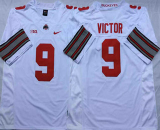 Men's Ohio State Buckeyes #9 Binjimen Victor White Stitched College Football Nike NCAA Jersey