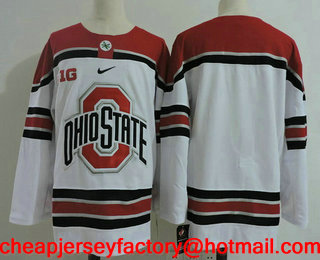 Men's Ohio State Buckeyes Blank White College Ice Hockey Stitched Nike NCAA Jersey