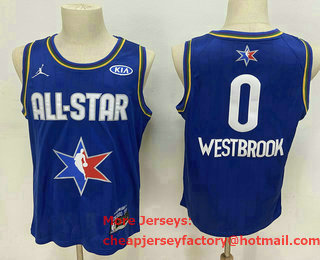 Men's Oklahoma City Thunder #0 Russell Westbrook Blue Jordan Brand 2020 All-Star Game Swingman Stitched NBA Jersey