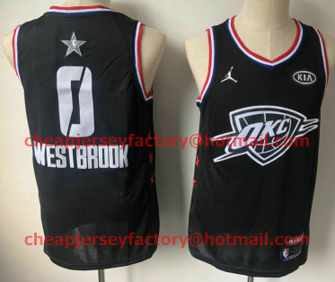 Men's Oklahoma City Thunder #0 Russell Westbrook Brand Black 2019 All-Star Game Swingman Jersey With The Sponsor Logo