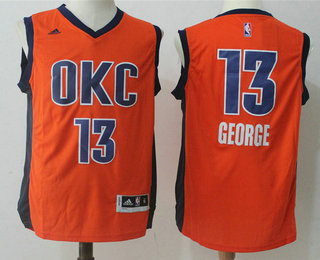 Men's Oklahoma City Thunder #13 Paul George Orange Stitched NBA Revolution 30 Swingman Jersey