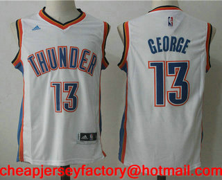 Men's Oklahoma City Thunder #13 Paul George White Stitched NBA Revolution 30 Swingman Jersey