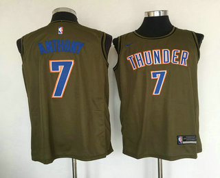 Men's Oklahoma City Thunder #7 Carmelo Anthony Olive Stitched Nike Swingman Jersey