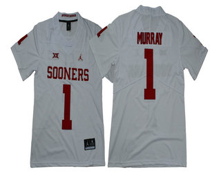 Men's Oklahoma Sooners #1 Kyler Murray White Limited Stitched Brand Jordan NCAA Jersey
