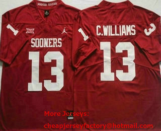 Men's Oklahoma Sooners #13 Caleb Williams Red 2021 Vapor Untouchable Limited Stitched Brand Jordan NCAA Jersey