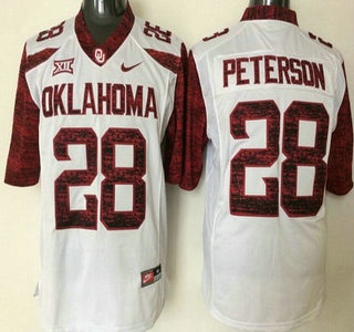Men's Oklahoma Sooners #28 Adrian Peterson 2016 White College Football Nike Jersey