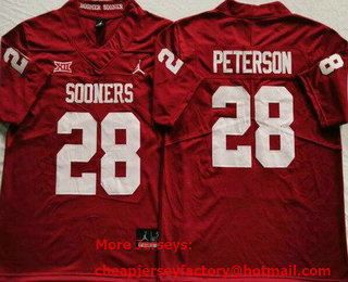 Men's Oklahoma Sooners #28 Adrian Peterson Red College Football Jersey