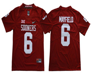Men's Oklahoma Sooners #6 Baker Mayfield Red Diamond Quest Stitched College Football Nike Jersey