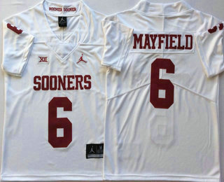 Men's Oklahoma Sooners #6 Baker Mayfield White 2017 Vapor Untouchable Limited Stitched Brand Jordan NCAA Jersey