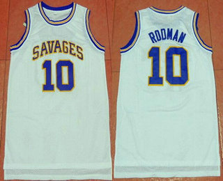 Men's Oklahoma State University #10 Dennis Rodman White College Basketball Swingman Jersey