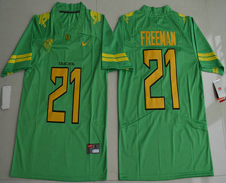 Men's Oregon Duck #24 Royce Freeman Apple Green College Football Electric Lightning Limited Jersey