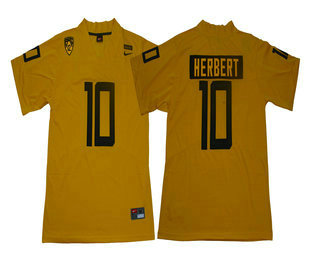 Men's Oregon Ducks #10 Justin Herbert Vapor Limited Yellow College Football Stitched NCAA Jersey