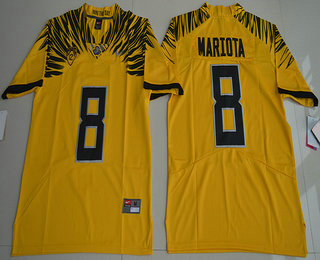 Men's Oregon Ducks #8 Marcus Mariota Electric Lightning Yellow Limited Stitched College Football 2016 Nike NCAA Jersey
