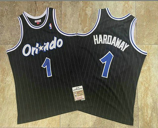 Men's Orlando Magic #1 Penny Hardaway Black 1994-95 Hardwood Classics AU Jersey
