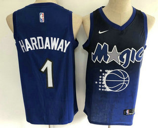 Men's Orlando Magic #1 Penny Hardaway Blue with Black Salute Nike Swingman Stitched NBA Jersey