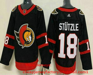 Men's Ottawa Senators #18 Tim Stutzle Black Authentic Jersey