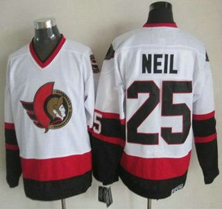 Men's Ottawa Senators #25 Chris Neil 1997-98 White CCM Vintage Throwback Jersey