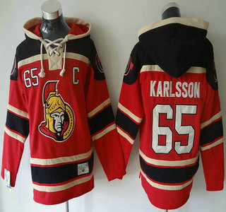 Men's Ottawa Senators #65 Erik Karlsson Old Time Hockey Red Hoody