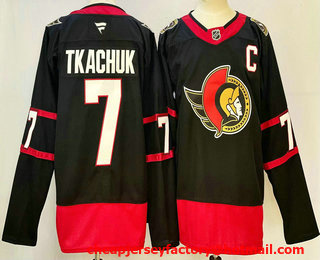 Men's Ottawa Senators #7 Brady Tkachuk Black 2024 Stitched Jersey