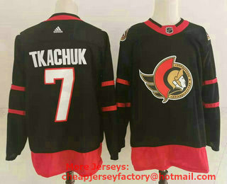 Men's Ottawa Senators #7 Brady Tkachuk Black Adidas 2020-21 Stitched NHL Jersey