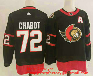 Men's Ottawa Senators #72 Thomas Chabot Black Adidas 2020-21 Stitched NHL Jersey