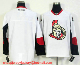 Men's Ottawa Senators Blank White Away Stitched NHL 2016-17 Reebok Hockey Jersey