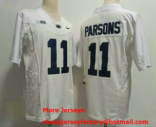 Men's Penn State Nittany Lions #11 Micah Parsons White FUSE College Stitched Jersey