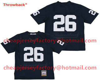 Men's Penn State Nittany Lions #26 Saquon Barkley No Name Navy Blue Throwback College Stitched Jersey