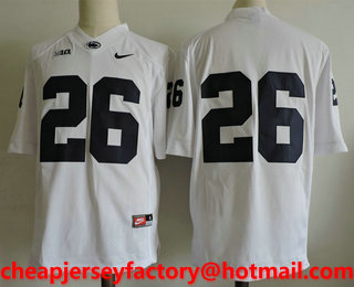 Men's Penn State Nittany Lions #26 Saquon Barkley No Name White Nike College Football Stitched NCAA Jersey