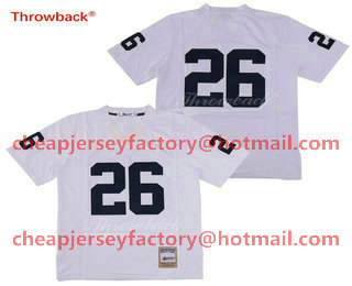 Men's Penn State Nittany Lions #26 Saquon Barkley No Name White Throwback College Stitched Jersey