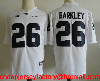 Men's Penn State Nittany Lions #26 Saquon Barkley White Nike College Football Stitched NCAA Jersey