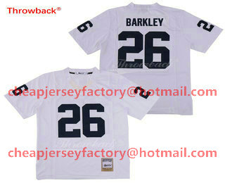 Men's Penn State Nittany Lions #26 Saquon Barkley White Throwback College Stitched Jersey