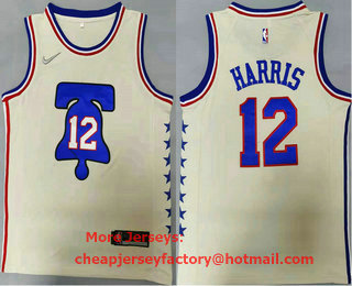 Men's Philadelphia 76ers #12 Tobias Harris Cream Nike Swingman 2021 Earned Edition Stitched Jersey