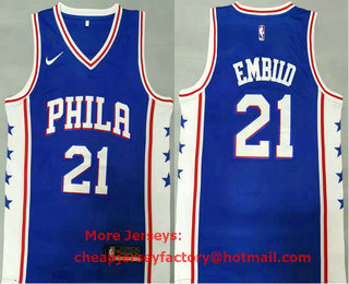 Men's Philadelphia 76ers #21 Joel Embiid Blue 2021 Nike Swingman Stitched NBA Jersey