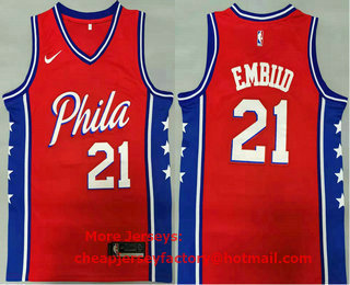 Men's Philadelphia 76ers #21 Joel Embiid Red 2021 Nike Swingman Stitched NBA Jersey