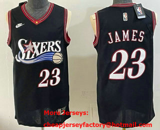 Men's Philadelphia 76ers #23 LeBron James Black 2026 Classic Edition Stitched Jersey