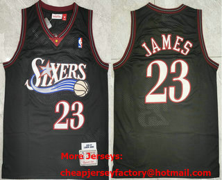 Men's Philadelphia 76ers #23 LeBron James Black 2026 Throwback Swingman Jersey
