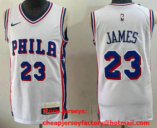 Men's Philadelphia 76ers #23 LeBron James White 2026 Association Edition Stitched Jersey