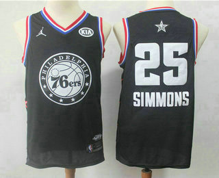 Men's Philadelphia 76ers #25 Ben Simmons Jordan Brand Black 2019 All-Star Game Swingman Jersey With The Sponsor Logo