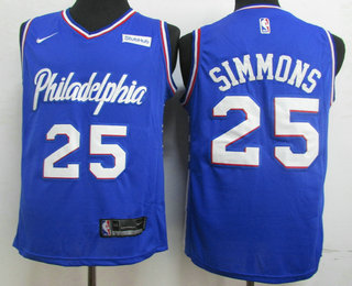 Men's Philadelphia 76ers #25 Ben Simmons NEW Blue 2019-2020 Nike Swingman Stubhub Stitched NBA Jersey