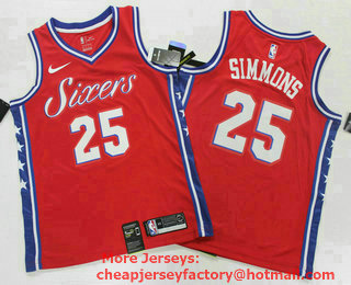 Men's Philadelphia 76ers #25 Ben Simmons Red 2019 Nike Swingman Printed NBA Jersey