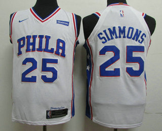 Men's Philadelphia 76ers #25 Ben Simmons White 2017-2018 Nike Authentic Stubhub Stitched NBA Jersey
