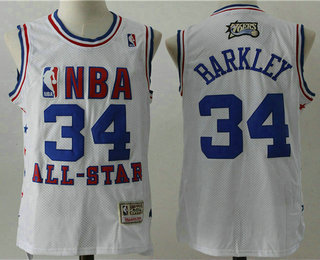 Men's Philadelphia 76ers #34 Charles Barkley White 2003 All Star Hardwood Classics Jersey