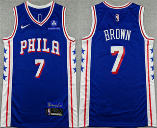 Men's Philadelphia 76ers #7 Jaylen Brown Royal Sponsor 2026 Icon Edition Stitched Jersey