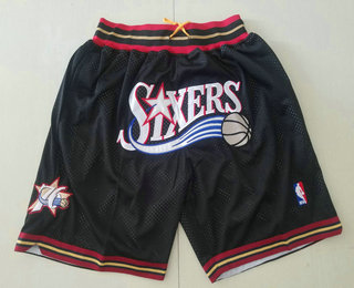 Men's Philadelphia 76ers 1999-00 Black Just Don Shorts Swingman Shorts