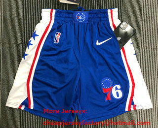 Men's Philadelphia 76ers Blue 75th Anniversary Diamond Nike 2021 Stitched Shorts