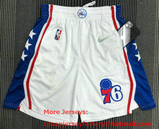 Men's Philadelphia 76ers White 75th Anniversary Diamond Nike 2021 Stitched Shorts