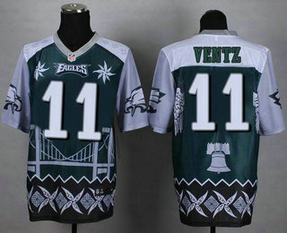 Men's Philadelphia Eagle #11 Carson Wentz Midnight Green Elite Noble Fashion Jersey