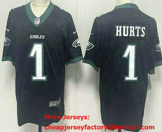Men's Philadelphia Eagles #1 Jalen Hurts Limited Black Vapor Jersey